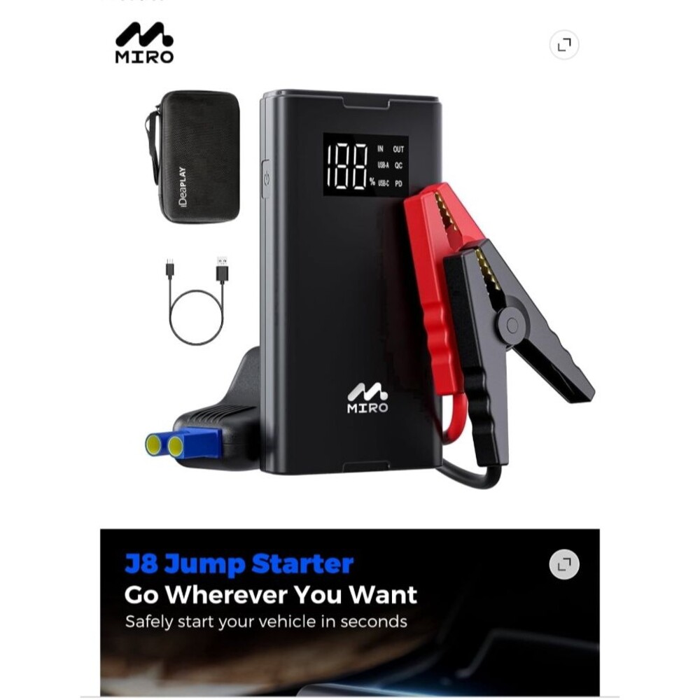 MIRO J8 1500A UltraSafe Jump Starter – 12V Micro USB Port&LED LIGHT